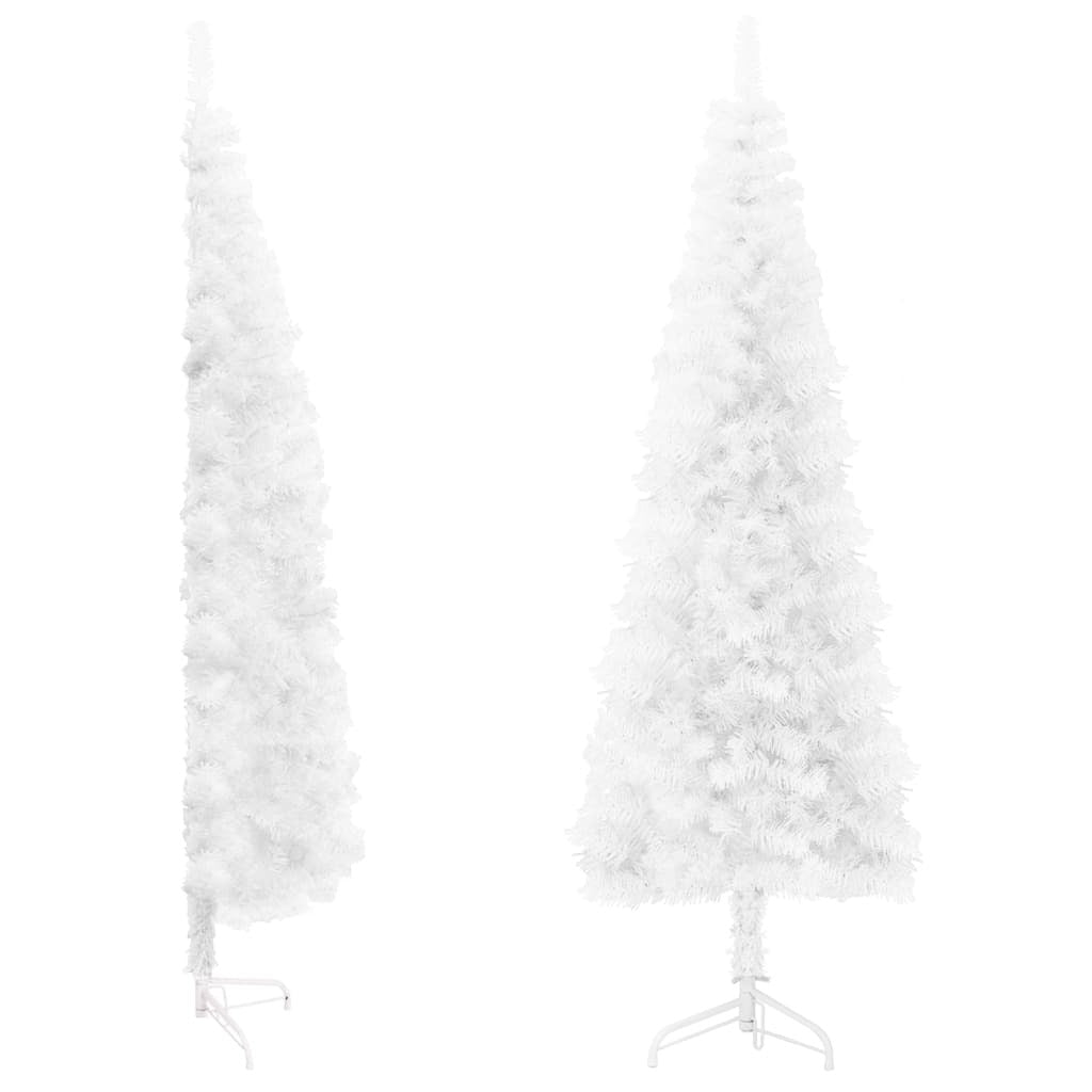Slim Artificial Half Christmas Tree with Stand White 6 ft