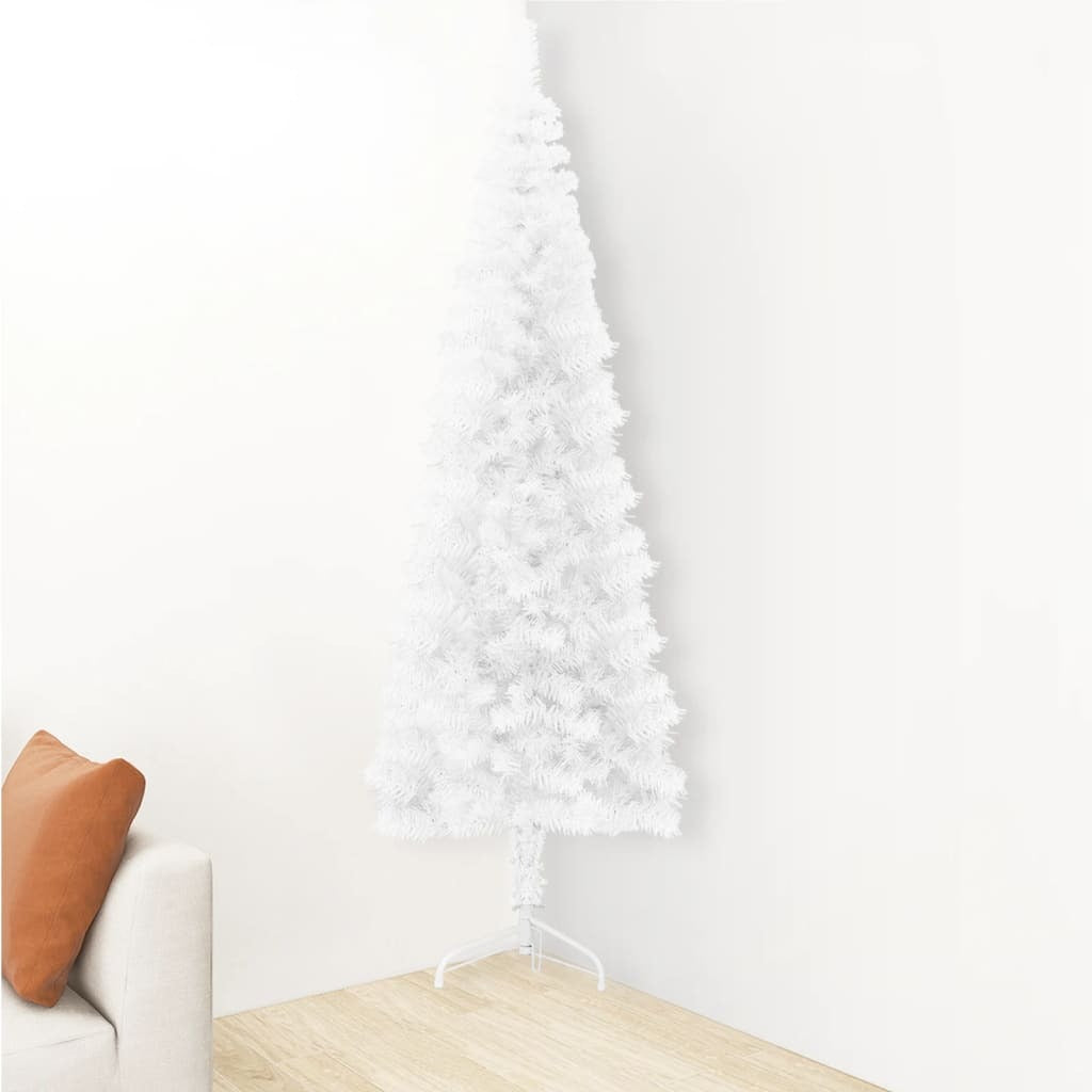 Slim Artificial Half Christmas Tree with Stand White 6 ft