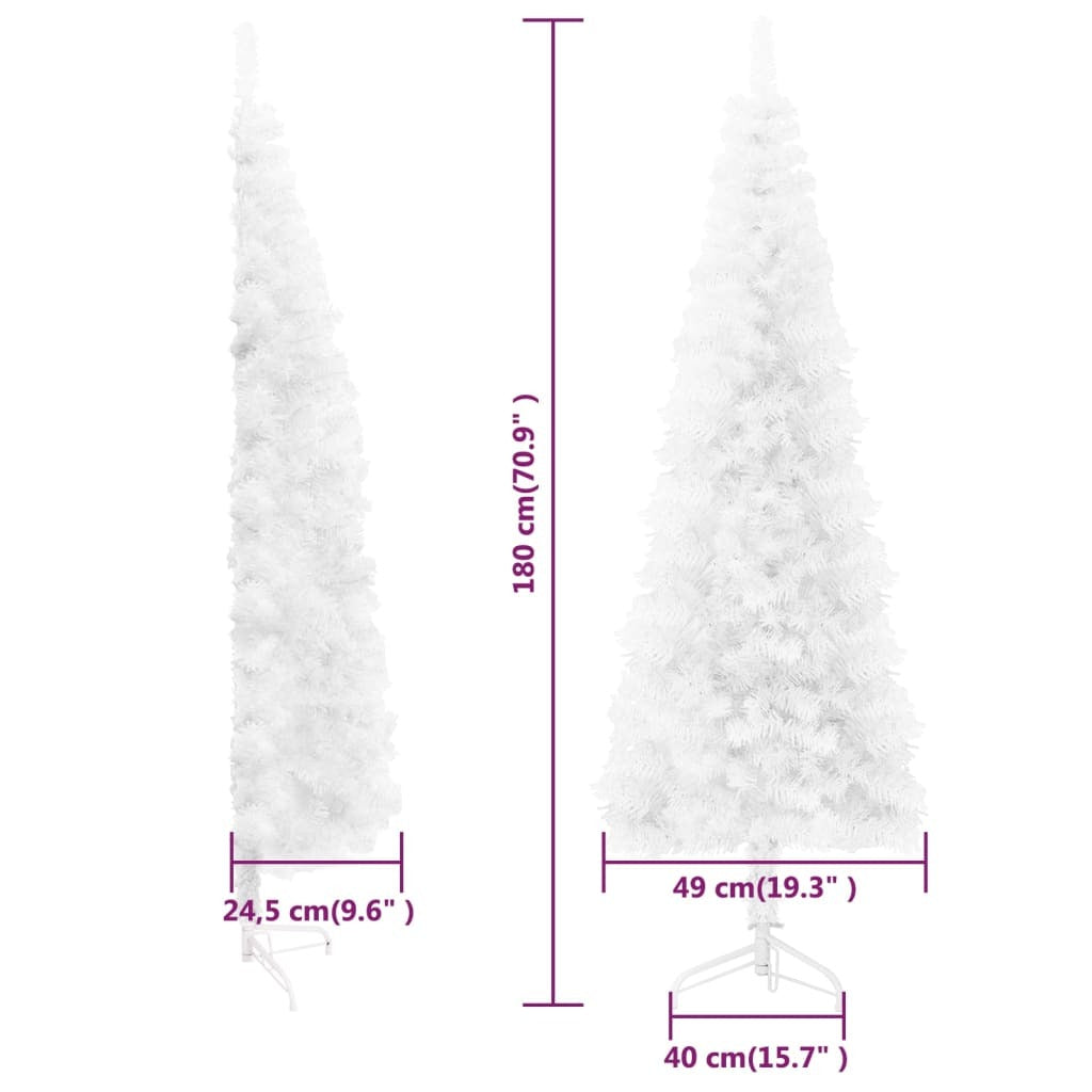 Slim Artificial Half Christmas Tree with Stand White 6 ft