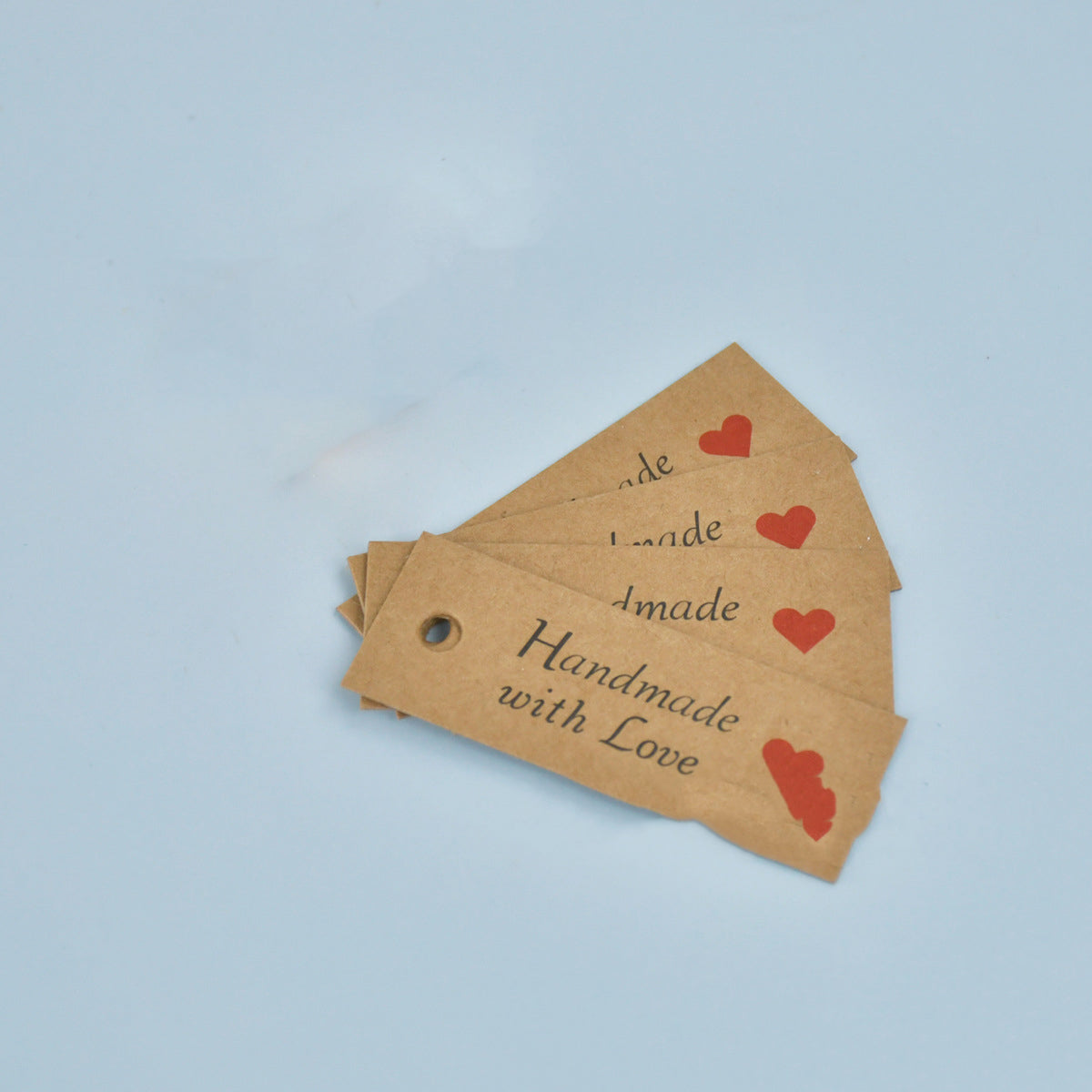 Color: Red heart, quantity: 100pcs - Handmade Small Hanging Card Thanksgiving Gift Card