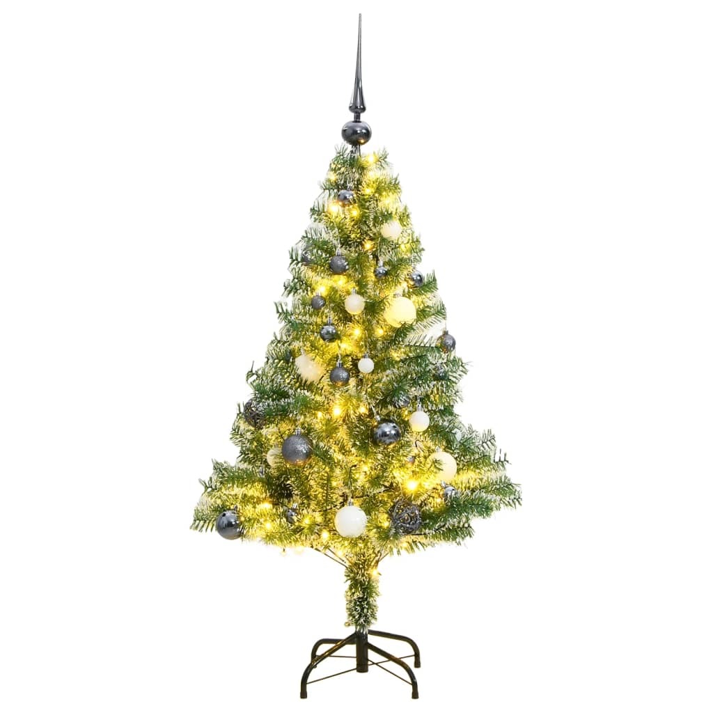 Artificial Christmas Tree 150 LEDs&Ball Set&Flocked Snow 59.1