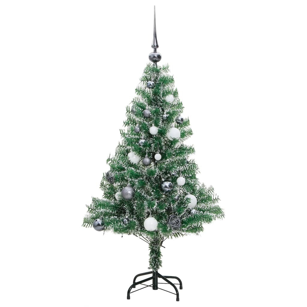 Artificial Christmas Tree 150 LEDs&Ball Set&Flocked Snow 59.1