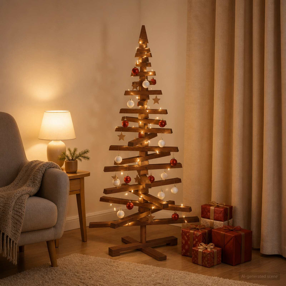 Wooden Christmas Tree KOTKA 120 cm Solid Pine Wood