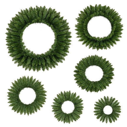 Set of 6 artificial Christmas Wreaths with Full Branch Tips - Color: Green