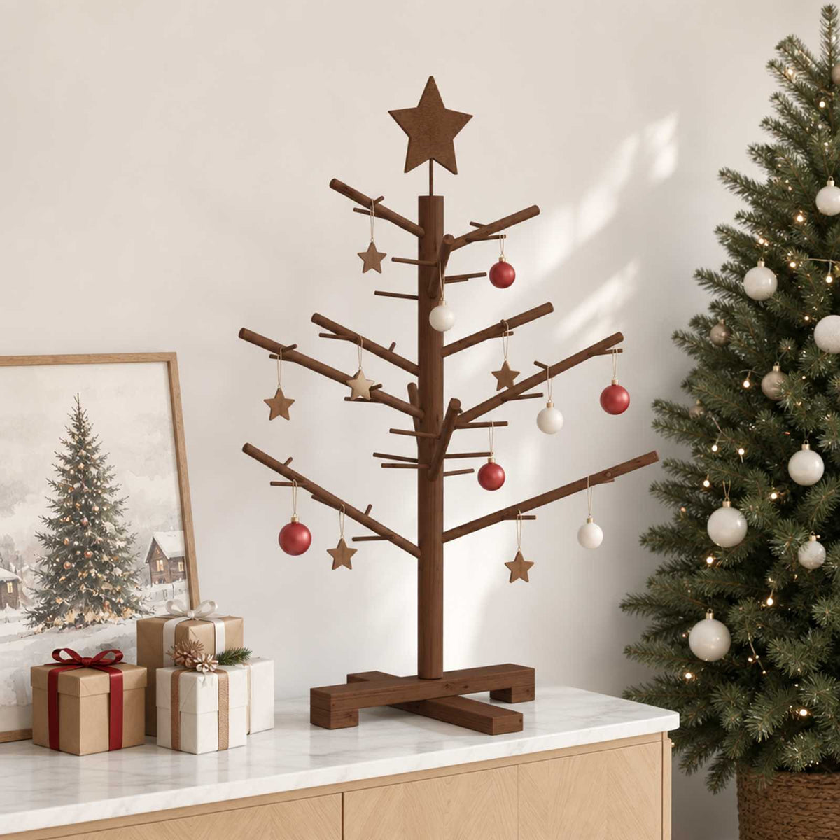 Wooden Christmas Tree KOTKA 75 cm Bamboo and solid pine wood