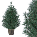 3 FT Artificial Potted Christmas Tree with Vintage Flowerpot for Front Porch