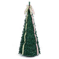 6 ft Pop Up Christmas Tree with PVC Holly Leaves 4 Festive Satin Ribbons and Top Christmas Bow - Color: Green - Size: 6 FT