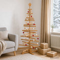 Wooden Christmas Tree KOTKA 150 cm Solid Pine Wood Brown Finish