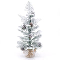 3FT Mini Tabletop Christmas Tree with Snow Flocked Palm-Shaped PE Leaves