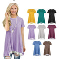 Size: XX-Large,Color: Cold Coffee - Sea Waves Tunic With Flowery Lace In 8 Colors