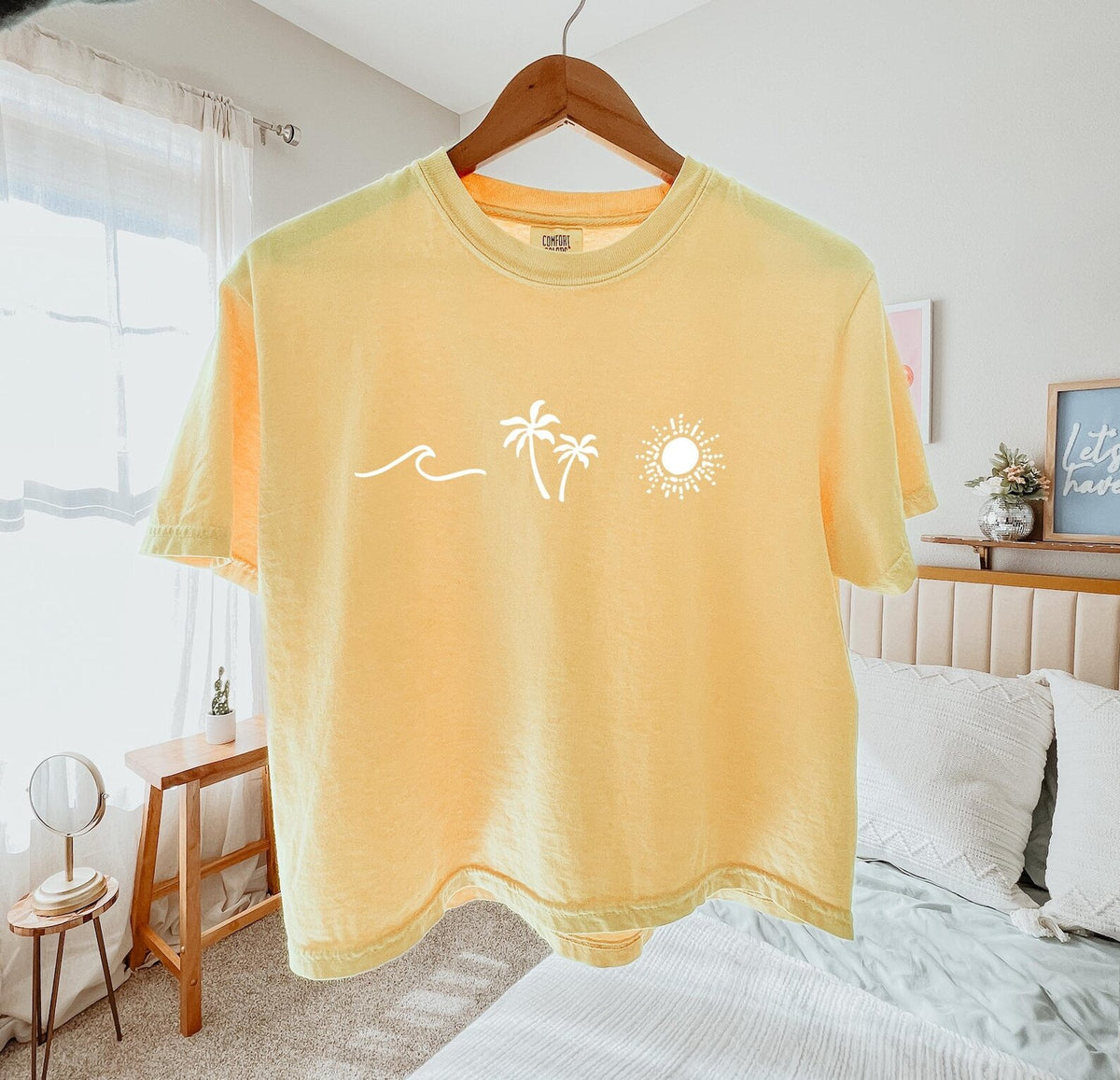 Cropped Ocean Palm Tree Sun Shirt Surfing Vacation T Shirt Summer Beach Tshirt Beach Bum T-shirt Ocean Shirt Comfort Colors Tee Shirt
