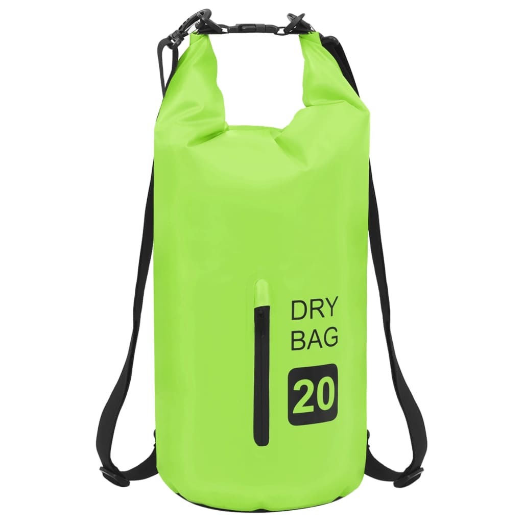 Dry Bag with Zipper Green 5.3 gal PVC