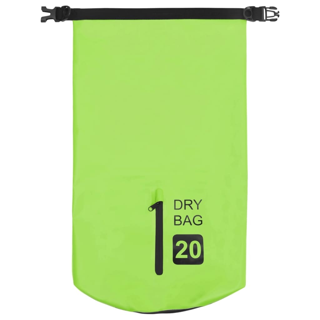 Dry Bag with Zipper Green 5.3 gal PVC