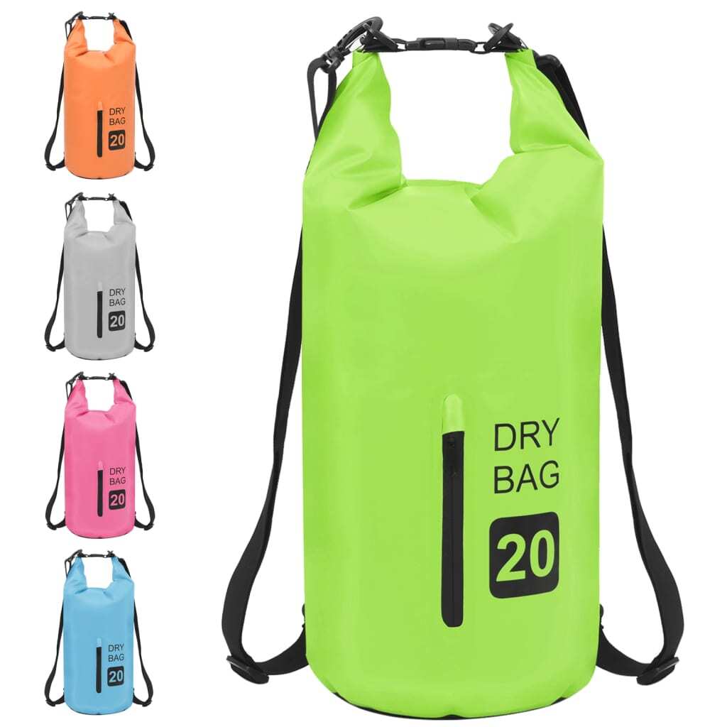 Dry Bag with Zipper Green 5.3 gal PVC