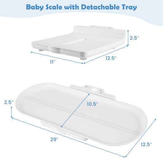 Infant Scale with Detachable Tray for Body Weight and Height Measurement-White - Color: White