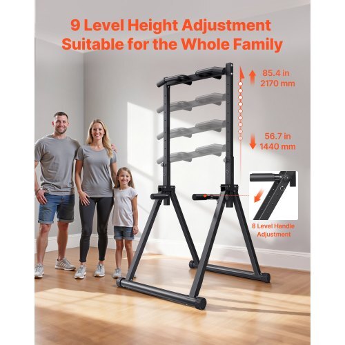 Pull Up Bar, 330LBS Capacity Portable Pullup Bar Station, Pullup Bars Free Standing with Triangular Structure & Heavy-Duty Steel Tube, 9 Level Height Adjustment Gravity Fitness for Arms, Back