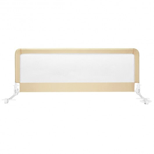 59 Inch Folding Breathable Baby Bed Rail Guard with Safety Strap-Beige - Color: Beige