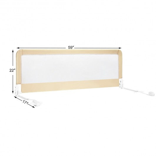 59 Inch Folding Breathable Baby Bed Rail Guard with Safety Strap-Beige - Color: Beige