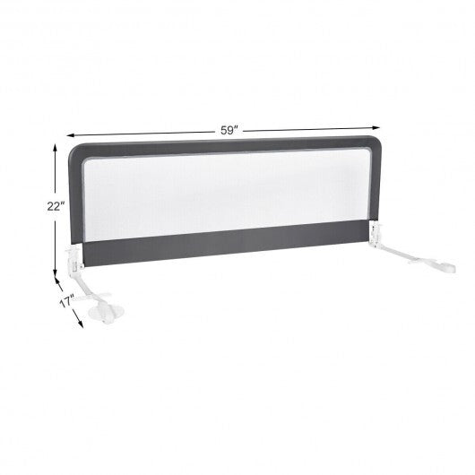 59 Inch Folding Breathable Baby Bed Rail Guard with Safety Strap-Gray - Color: Gray