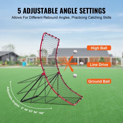 Baseball And Softball Rebounder Net, 4 x 5.5 ft PitchBack Baseball Pitching Nest, Pitch Return Trainer Rebound Net with Pitching Target, All Angle Fielding Rebound Net for Grounders Pop Flies