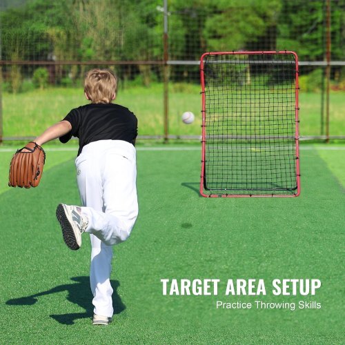 Baseball And Softball Rebounder Net, 4 x 5.5 ft PitchBack Baseball Pitching Nest, Pitch Return Trainer Rebound Net with Pitching Target, All Angle Fielding Rebound Net for Grounders Pop Flies