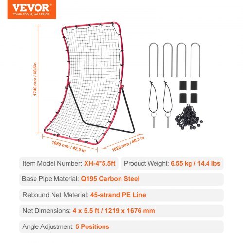 Baseball And Softball Rebounder Net, 4 x 5.5 ft PitchBack Baseball Pitching Nest, Pitch Return Trainer Rebound Net with Pitching Target, All Angle Fielding Rebound Net for Grounders Pop Flies