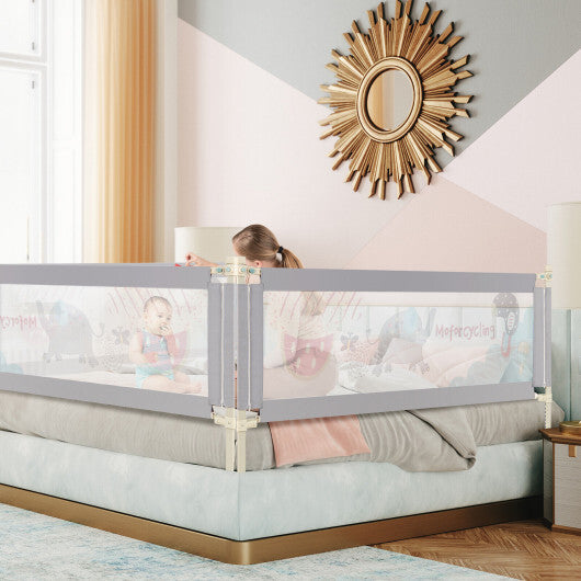 Vertical Lifting Baby Bed Rail with Lock-L - Color: Gray - Size: L