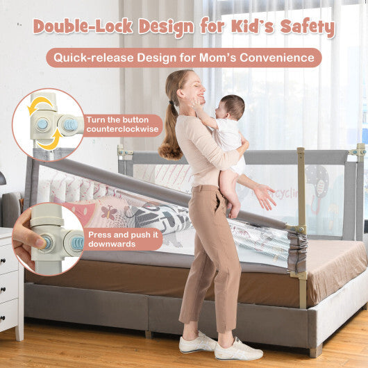 Vertical Lifting Baby Bed Rail with Lock-L - Color: Gray - Size: L