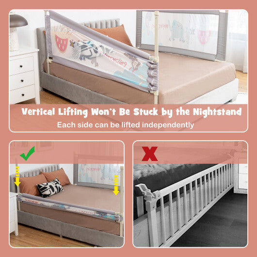 Vertical Lifting Baby Bed Rail with Lock-L - Color: Gray - Size: L