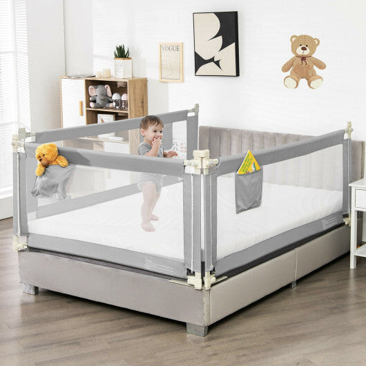 57 Inch Toddlers Vertical Lifting Baby Bed Rail Guard with Lock-Gray - Color: Gray
