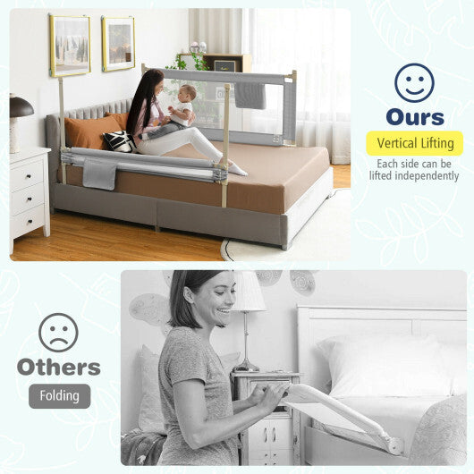 57 Inch Toddlers Vertical Lifting Baby Bed Rail Guard with Lock-Gray - Color: Gray