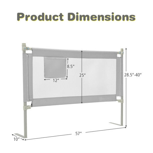 57 Inch Toddlers Vertical Lifting Baby Bed Rail Guard with Lock-Gray - Color: Gray