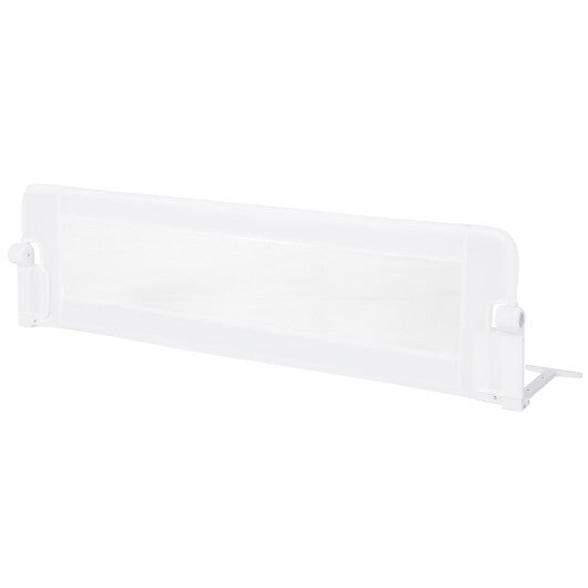 60-Inch Foldable Bed Rail Swing Down Baby Bed Guard Rail with Adjustable Safety Strap-White - Color: White