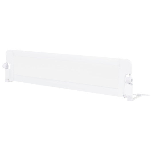 71-Inch Foldable Bed Rail Swing Down Baby Bed Guard Rail with Adjustable Safety Strap-White - Color: White