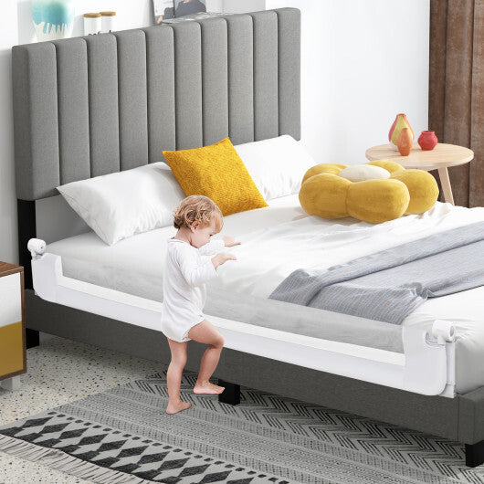 71-Inch Foldable Bed Rail Swing Down Baby Bed Guard Rail with Adjustable Safety Strap-White - Color: White
