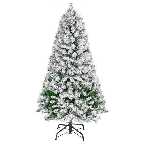 Christmas Tree, 4ft Prelit Flocked Artificial Tree, Full Holiday Xmas Deco Trees with 120 Warm White LED Lights, 8 Lighting Modes & 539 Branch Tips for Home Party Office Decoration