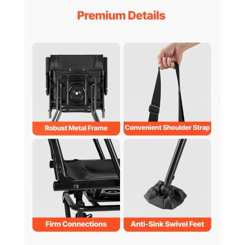 Hunting Chair, 360? Silent Swivel, Foldable Portable Blind Chair, Heavy-Duty Steel Frame Ground Stool Seat, with Armrests, Adjustable Carry Strap, Anti-Sink Feet, 300 Lbs Capacity for Fishing