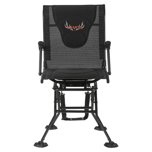 Hunting Chair, 360? Silent Swivel, Foldable Portable Blind Chair, Heavy-Duty Steel Frame Ground Stool Seat, with Armrests, Adjustable Carry Strap, Anti-Sink Feet, 300 Lbs Capacity for Fishing