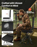 Hunting Chair, 360? Silent Swivel, Foldable Lightweight Portable Blind Chair, Heavy-Duty Steel Frame Ground Stool Seat, with Adjustable Shoulder Strap, 300 Lbs Capacity for Fishing, Camping