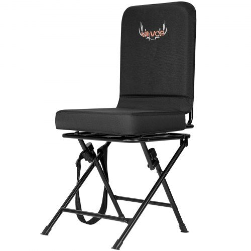 Hunting Chair, 360? Silent Swivel, Foldable Lightweight Portable Blind Chair, Heavy-Duty Steel Frame Ground Stool Seat, with Adjustable Shoulder Strap, 300 Lbs Capacity for Fishing, Camping
