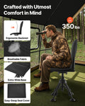 Hunting Chair, 360? Silent Swivel, Foldable Portable Blind Chair, Heavy-Duty Steel Frame Ground Stool Seat,with Seat Cover, Anti-Sink Feet, Height Adjustable, 350 Lbs Capacity, for Fishing