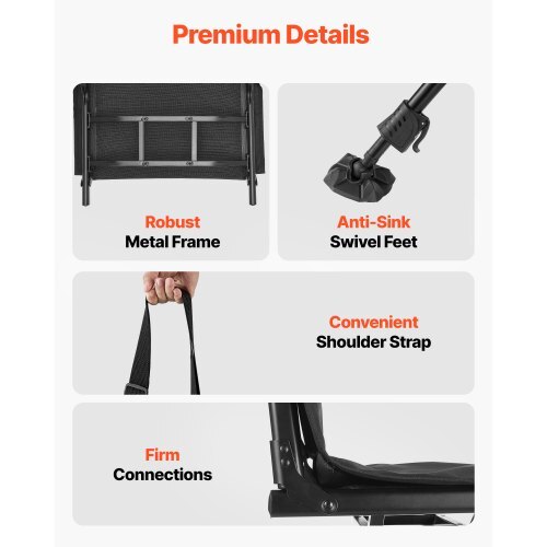 Hunting Chair, 360? Silent Swivel, Foldable Portable Blind Chair, Heavy-Duty Steel Frame Ground Stool Seat,with Seat Cover, Anti-Sink Feet, Height Adjustable, 350 Lbs Capacity, for Fishing