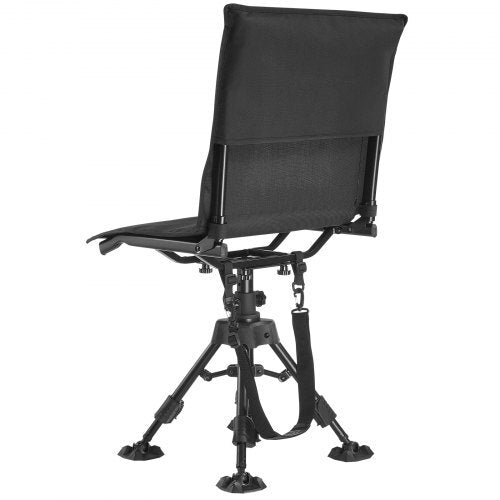 Hunting Chair, 360? Silent Swivel, Foldable Portable Blind Chair, Heavy-Duty Steel Frame Ground Stool Seat,with Seat Cover, Anti-Sink Feet, Height Adjustable, 350 Lbs Capacity, for Fishing