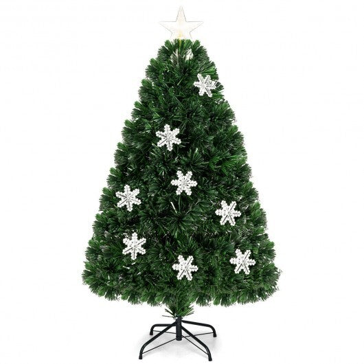 LED Optic Artificial Christmas Tree with Snowflakes-4 Feet - Color: Green - Size: 4 ft