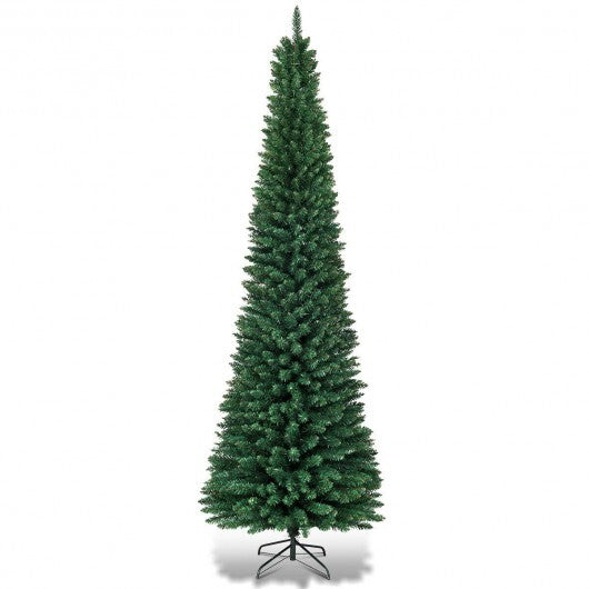 PVC Artificial Slim Pencil Christmas Tree-7 Feet - Color: Green - Size: 7 ft