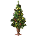 LED Christmas Tree with Red Berries Pine Cones-4 Feet - Color: Green - Size: 4 ft
