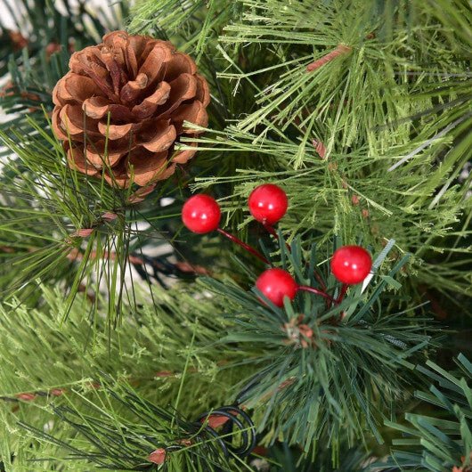 LED Christmas Tree with Red Berries Pine Cones-4 Feet - Color: Green - Size: 4 ft
