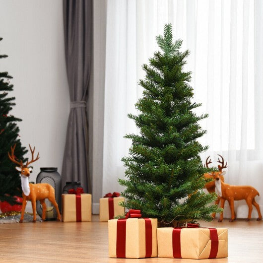 3 Feet Mini Pre-Lit Artificial Christmas Tree Tabletop Xmas Tree with Burlap Base