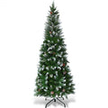 5/6/7.5 Feet Artificial Pencil Christmas Tree with Pine Cones-6 Feet - Color: Green - Size: 6 ft