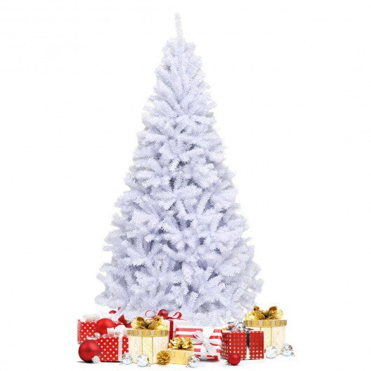 6' / 7.5' / 9' Hinged Artificial Christmas Tree with Metal Stand-6 ft - Color: White - Size: 6 ft